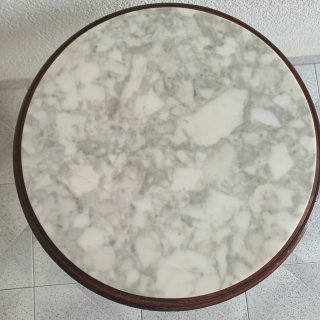 Mesa auxiliar mármol y madera antigua