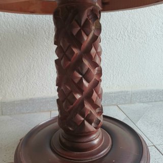 Mesa auxiliar mármol y madera antigua