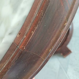 Mesa auxiliar mármol y madera antigua
