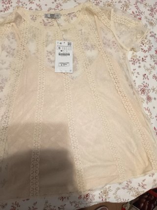 Top Zara Transparente Encaje Talla S