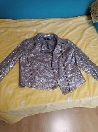 Chaqueta Lentejuelas Plateada Talla M