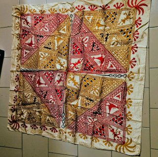 Foulard seta vintage oro, beige e rosso