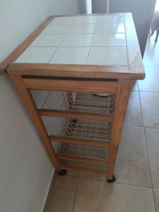 Carro de cocina madera marrón 47x37x76