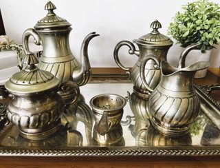Juego de té y café vintage con bandeja