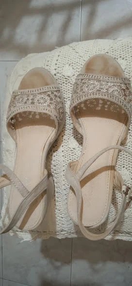 Sandali estivi donna beige 37 zeppa