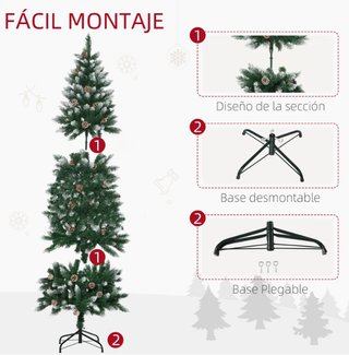 Árbol Navidad Artificial Nieve 180cm 50 Piñas