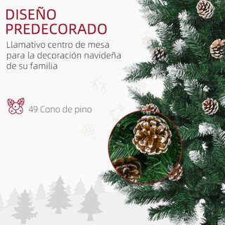 Árbol Navidad Artificial Nieve 180cm 50 Piñas