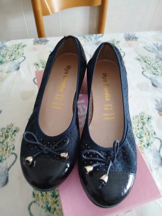 Ballerine donna blu con fiocco