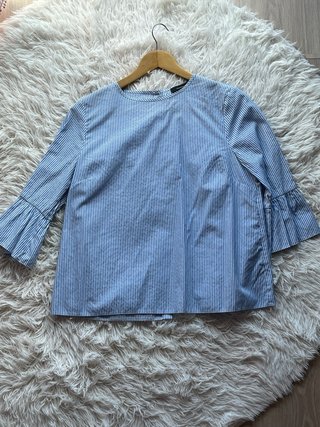 Blusa Rayas Azules Manga Campana