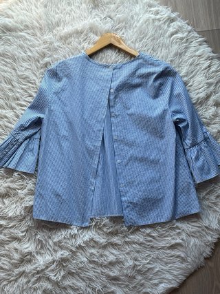 Blusa Rayas Azules Manga Campana