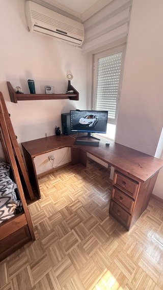 Litera madera maciza + escritorio L