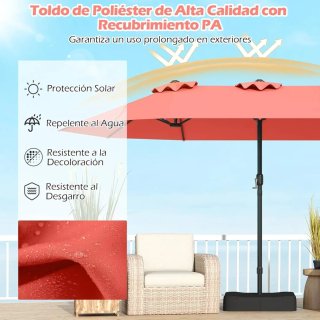 COSTWAY Sombrilla Grande Doble 470 x 280 cm