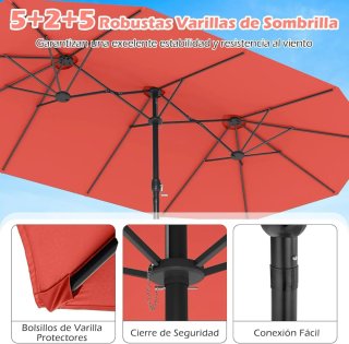COSTWAY Sombrilla Grande Doble 470 x 280 cm
