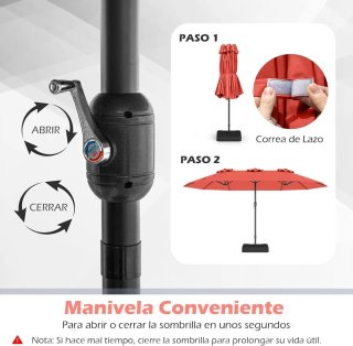 COSTWAY Sombrilla Grande Doble 470 x 280 cm