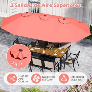 COSTWAY Sombrilla Grande Doble 470 x 280 cm