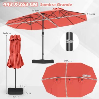 COSTWAY Sombrilla Grande Doble 470 x 280 cm