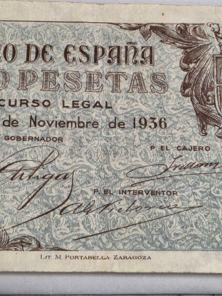 Billete 5 Pesetas Banco de España 1936