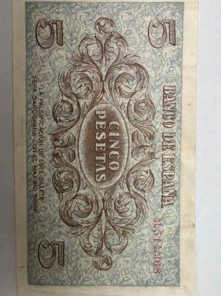 Billete 5 Pesetas Banco de España 1936