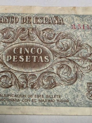 Billete 5 Pesetas Banco de España 1936