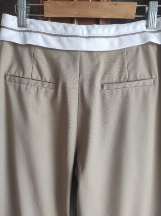 Pantalones anchos mujer beige