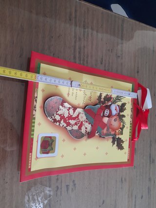 Sacchetto regalo Natale con Babbo Natale e renna