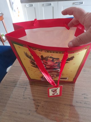 Sacchetto regalo Natale con Babbo Natale e renna