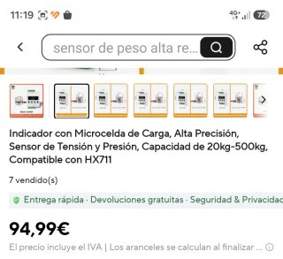 Medidor de peso con pantalla y cable