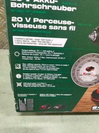 Taladro Parkside 20V con Batería y Cargador