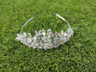 Diadema Novia Fiesta Cristales Strass Plata