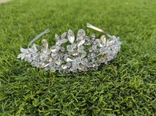 Diadema Novia Fiesta Cristales Strass Plata