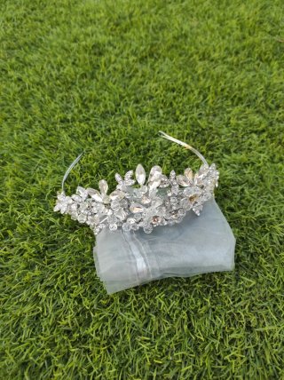 Diadema Novia Fiesta Cristales Strass Plata
