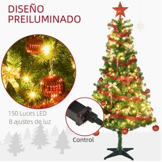 Árbol Navidad 180cm luces LED 100 Decoraciones