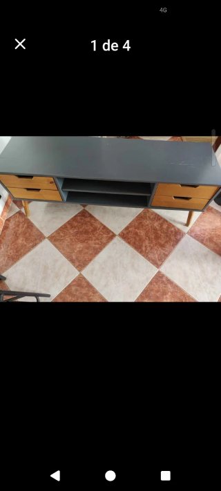 Mueble TV madera y metal gris