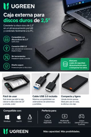 Caja Disco Duro 2.5 Ugreen