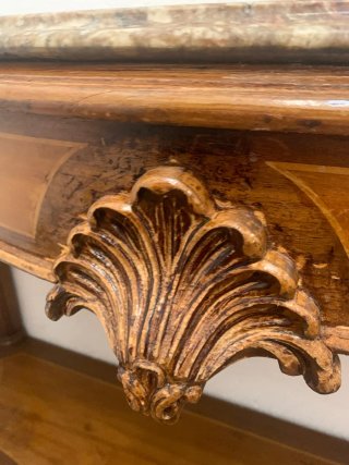 Consola de madera y mármol antigua