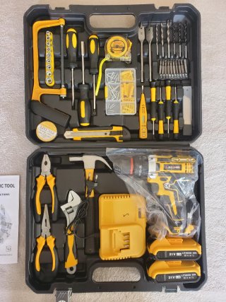 Taladro Atornillador 2 Baterías + Kit Herramientas