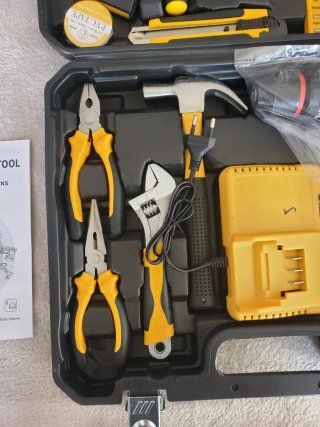 Taladro Atornillador 2 Baterías + Kit Herramientas