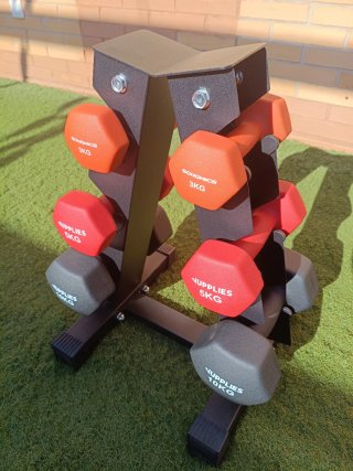 Soporte con mancuernas neopreno premium! Nuevo.