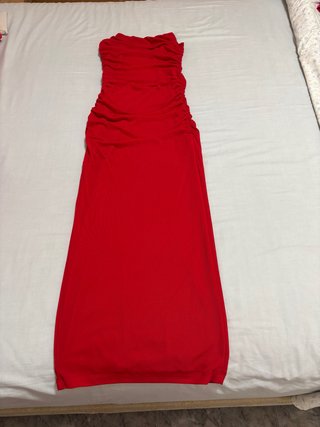 Vestido largo rojo strapless