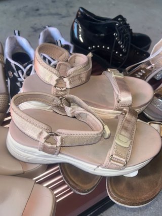 Lote Zapatos Mujer Beige y Plateado, 7 pares