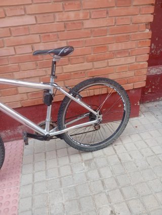Bicicleta de montaña plateada