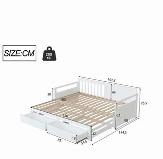 Cama Diván Blanca con 2 Cajones