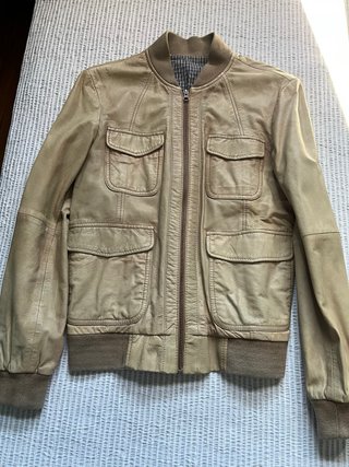 Cazadora de cuero beige Talla S