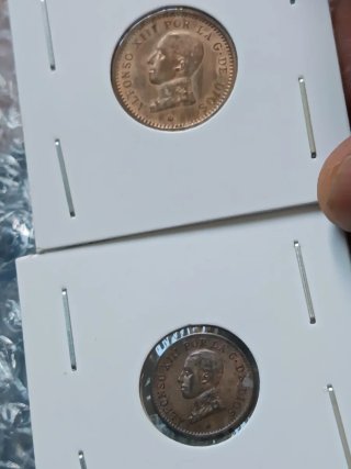 Monedas Alfonso XIII 1,2 céntimos cobre