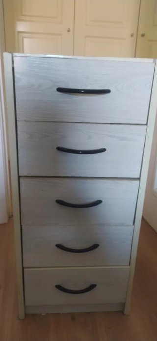 Cajonera estrecha beige y gris