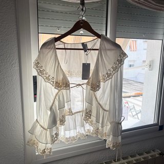 Blusa Mango Bambina L Encaje Volantes