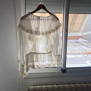 Blusa Mango Bambina L Encaje Volantes