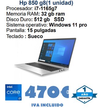 HP 850 G8 i7 32GB RAM 512GB SSD W11 Pro