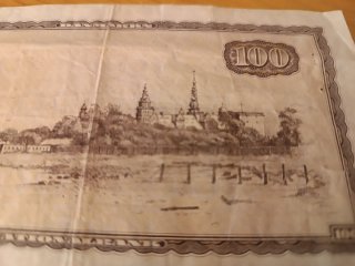 Dinamarca. Billete  de 100 Coronas. 1936 (1965)