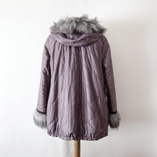 Abrigo chaquetón gris lana y pelo